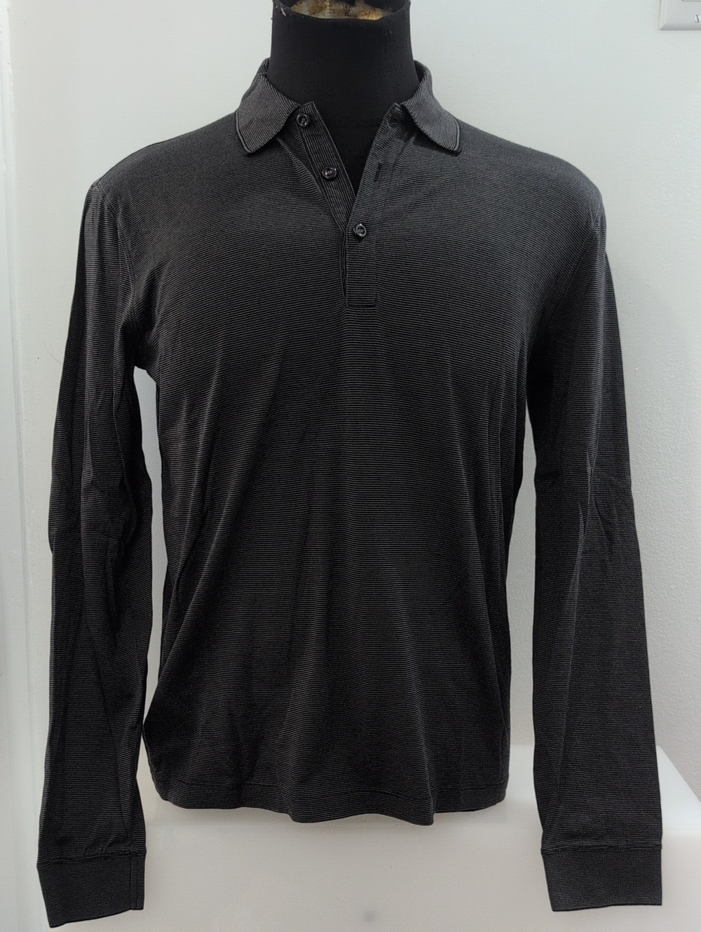 Hugo Boss Men's Long Sleeve Polo — Black & White Linear